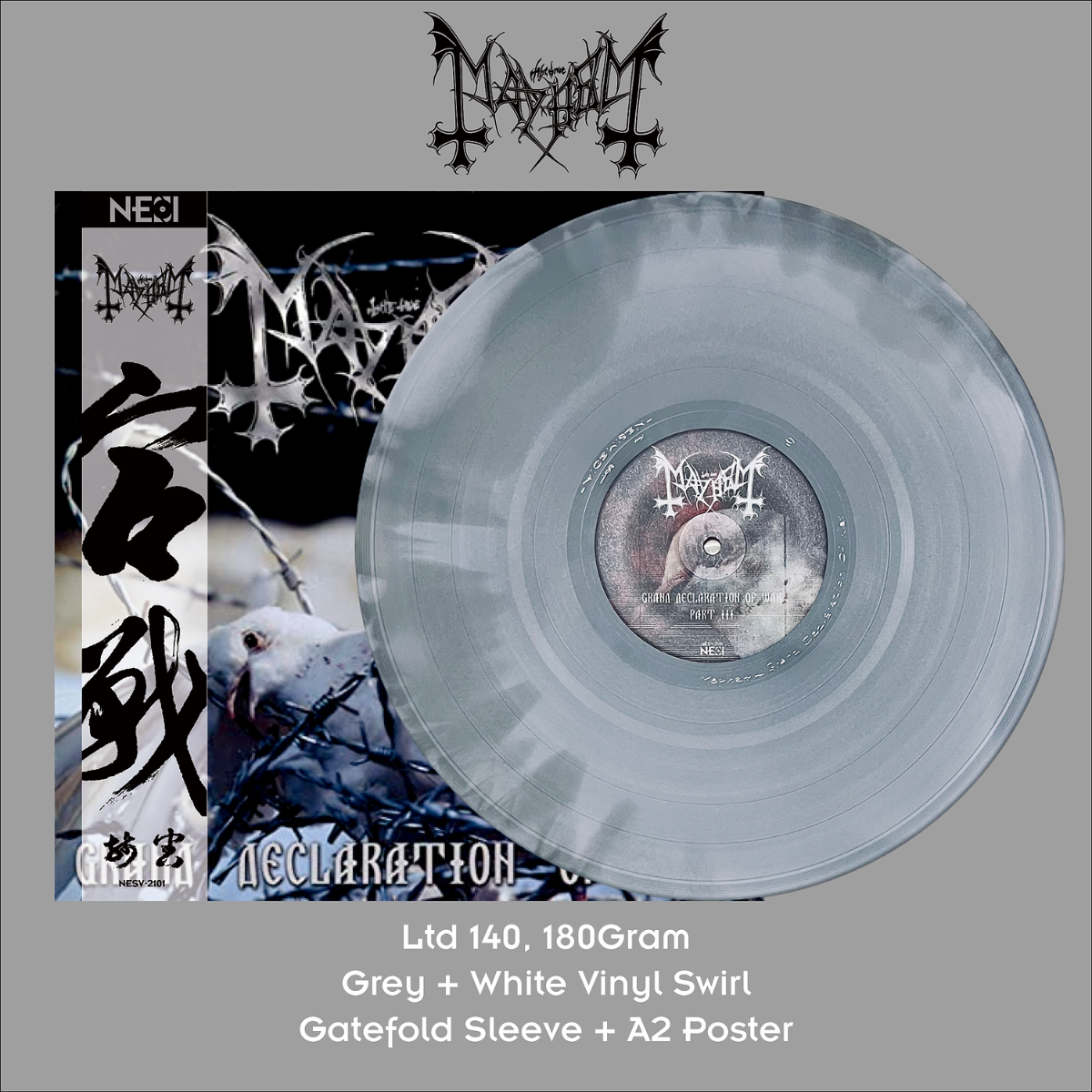 MAYHEM - Grand Declaration Of War (Grey With White Swirl Vinyl)