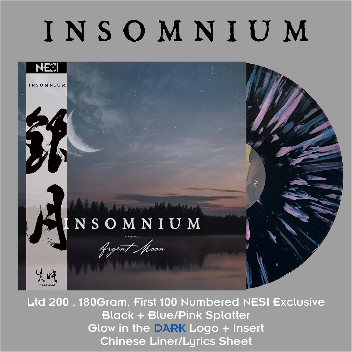 INSOMNIUM - Argent Moon (Black + Blue/Pink Splatter Vinyl)