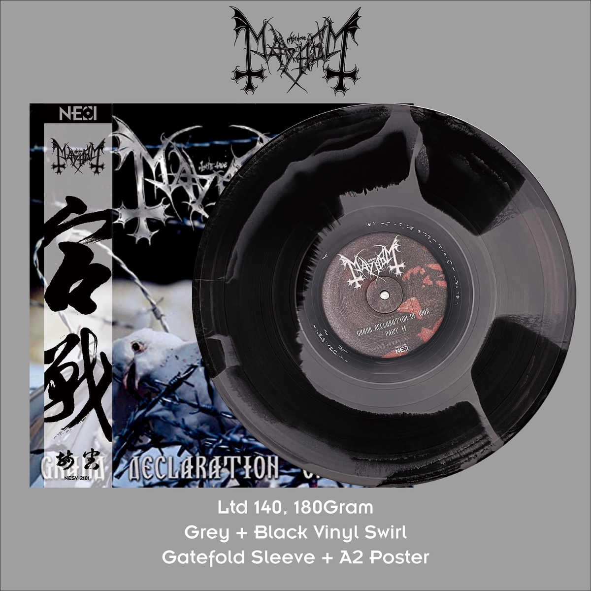 MAYHEM - Grand Declaration Of War (Grey/Black Swirl Vinyl)