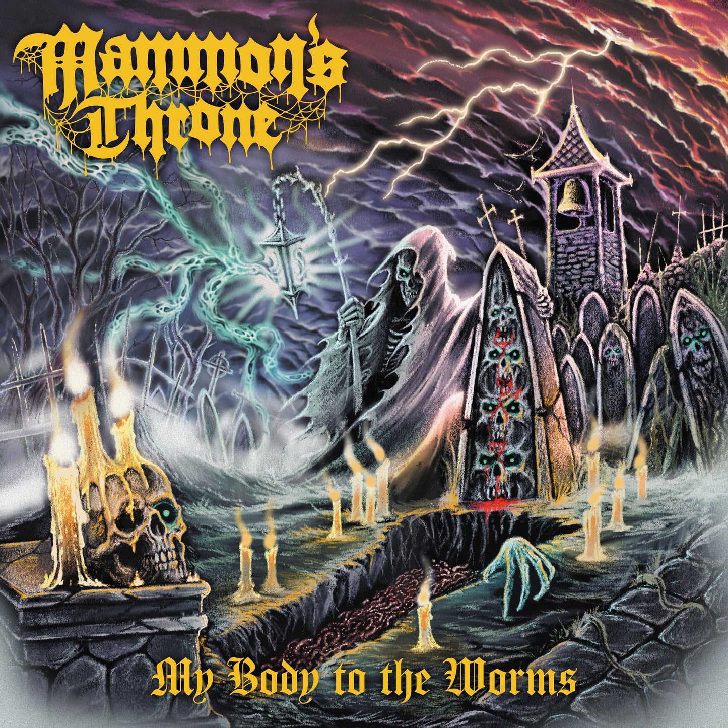 MAMMON'S THRONE - My Body To The Worms  (Transparent Red/Black Marble Vinyl)