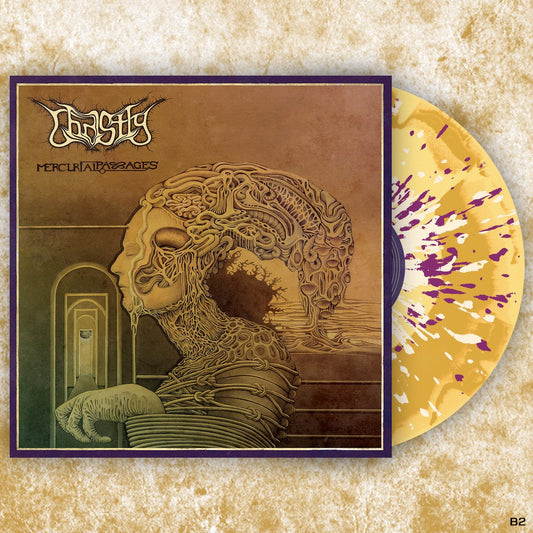 GHASTLY - Mercurial Passages (Beer/Mustard Yellow Merge w/ Neon Violet & Bone Splatter Vinyl)