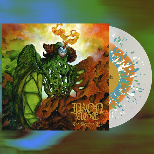IRON AGE - The Sleeping Eye (Orange crush inside ultra clear w/ Kelly Green / White / Sea Blue Splatter vinyl)