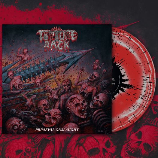 TORTURE RACK - Primeval Onslaught (Red / Silver Merge With Black Splatter Vinyl)