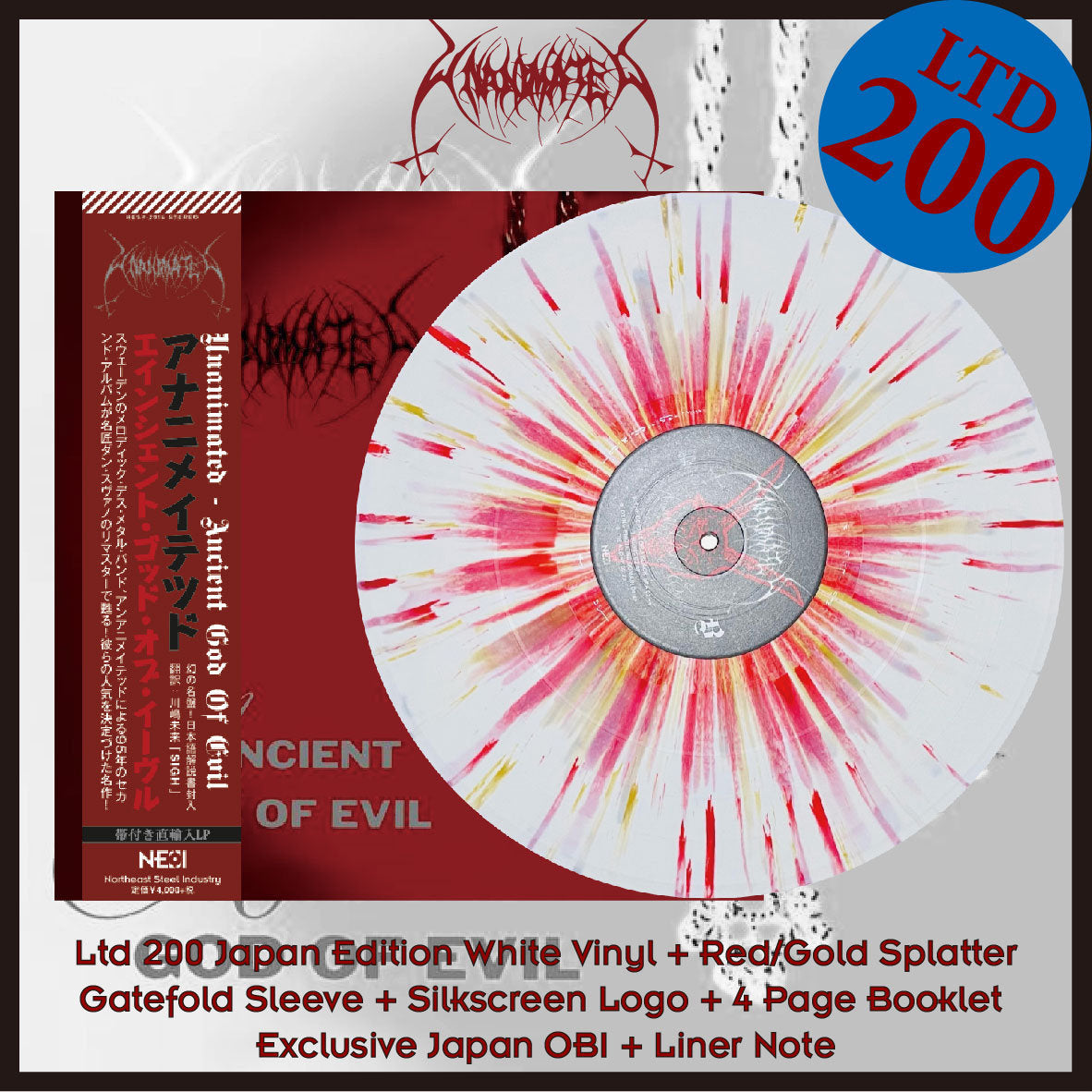 UNANIMATED - Ancient God Of Evil (White Vinyl +Red/Gold Splatter)