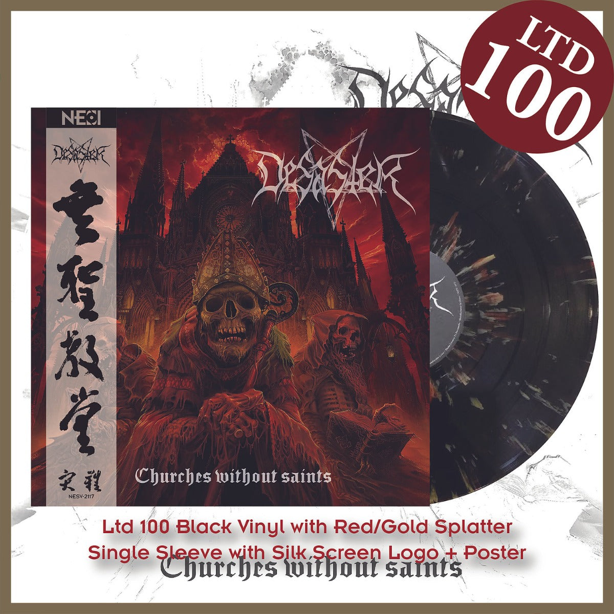 DESASTER - Churches Without Saints (Black Vinyl+Red/Gold Splatter)